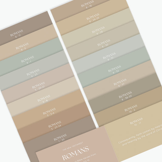 set of bible verse cards with verses from romans 1 to 10 on a white background