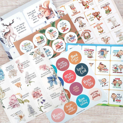 Collection of various stickers with Christian messages from shepherd.sg