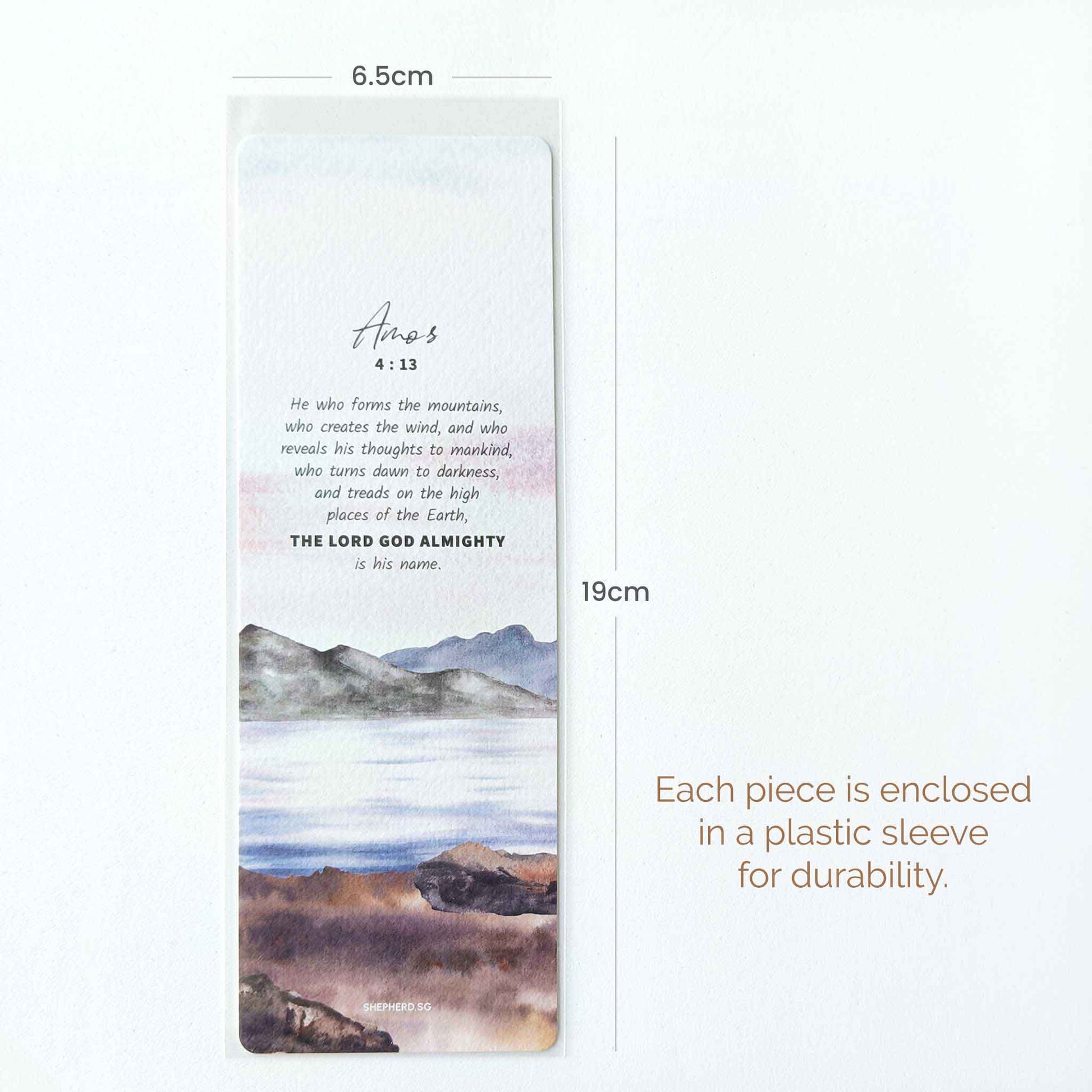 measurement details of shepherd.sg bookmark with a plastic sleeve