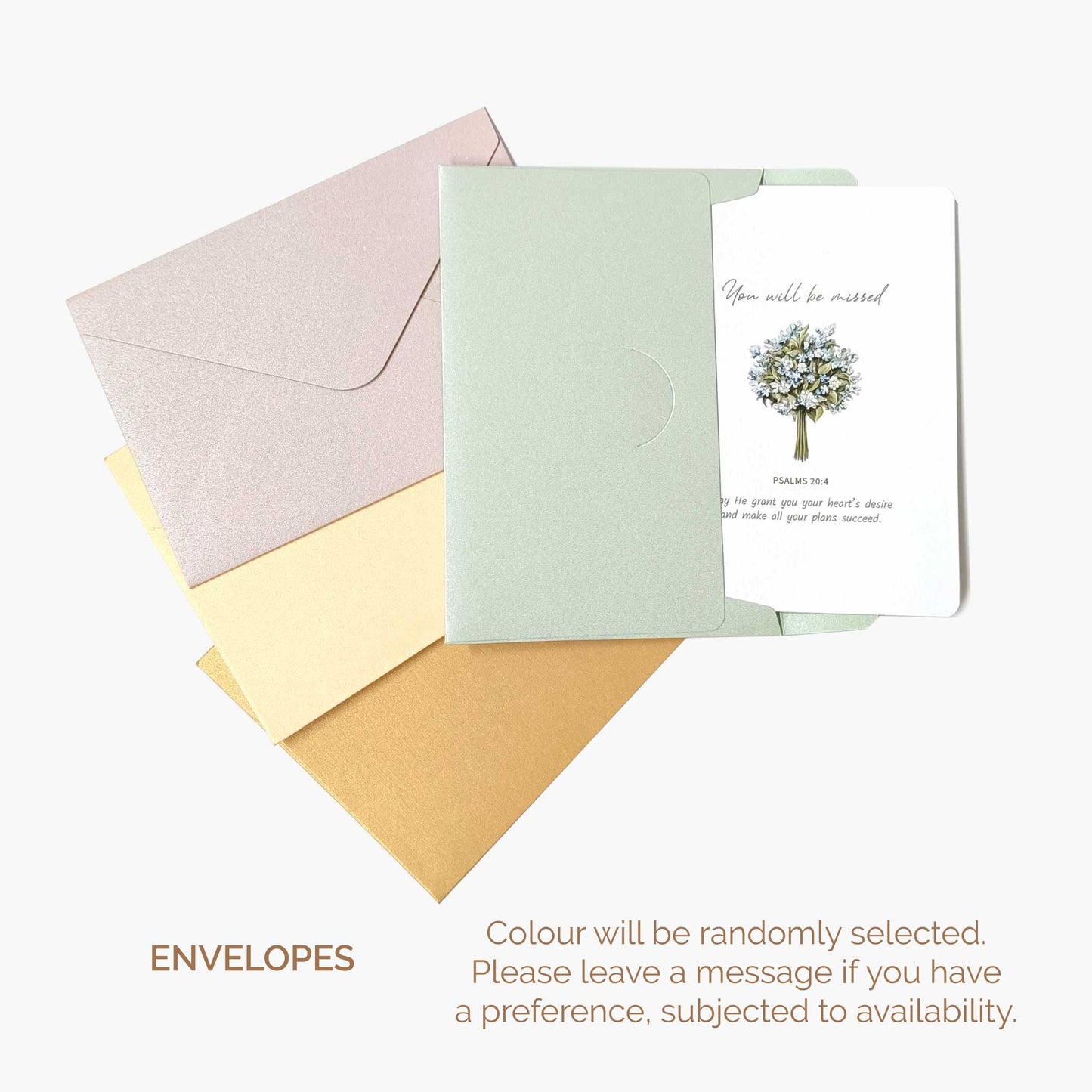 Assorted colors of A6 envelopes for christian greeting cards  