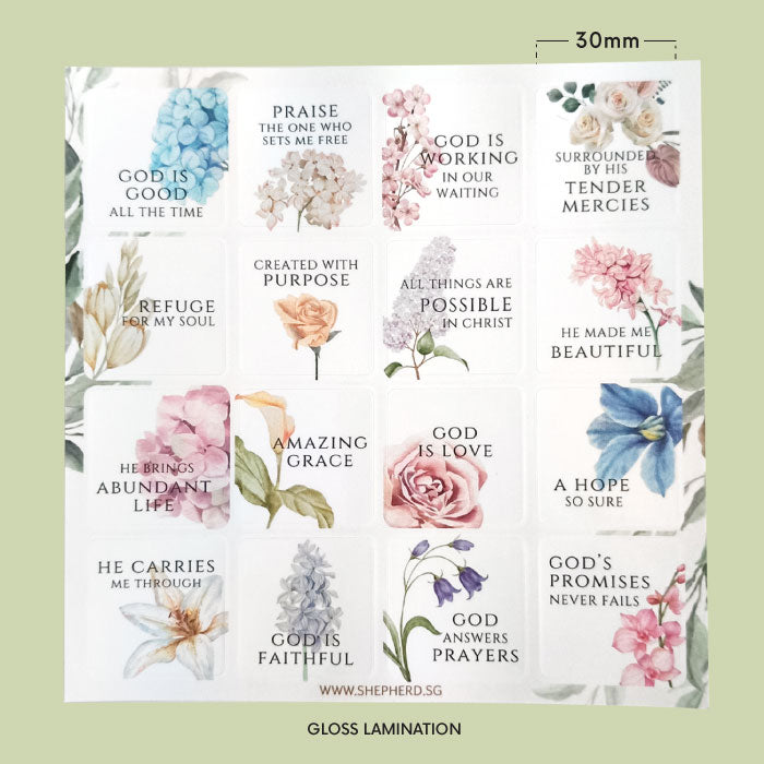 christian sticker set floral