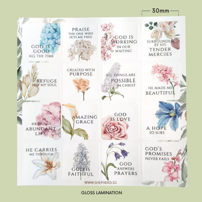 christian sticker set floral