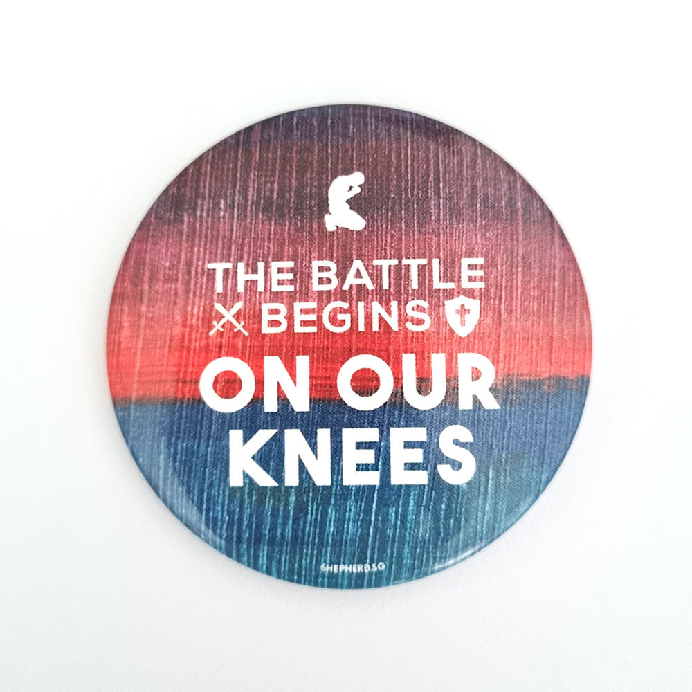 christian pin badge battle begins on our knees