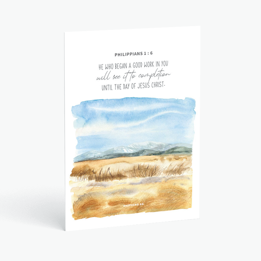 christian postcard bible verse he who begin a good work in you