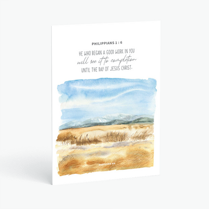 christian postcard bible verse he who begin a good work in you