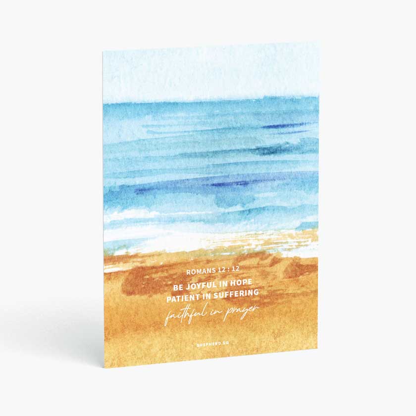 christian postcard bible verse be joyful in hope patient in suffering