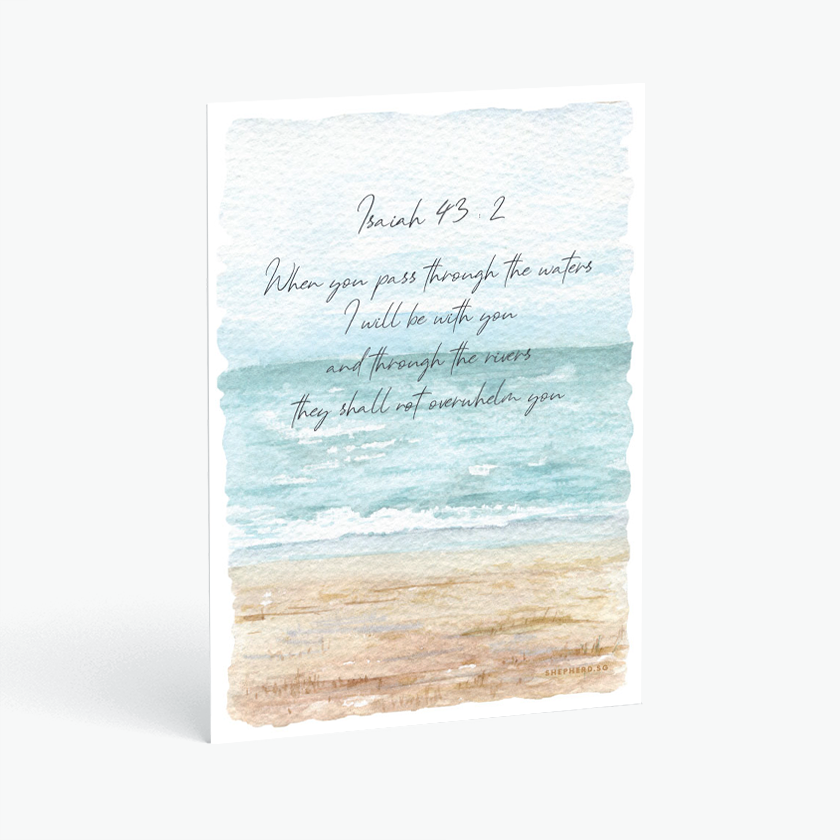 christian postcard bible verse through the waters