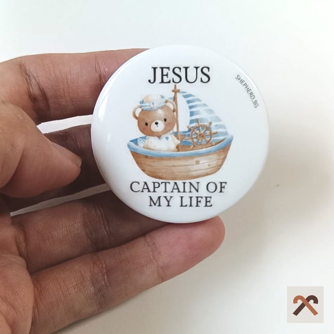 360 degrees video of a Christian button pin badge for children designed by shepherd.sg