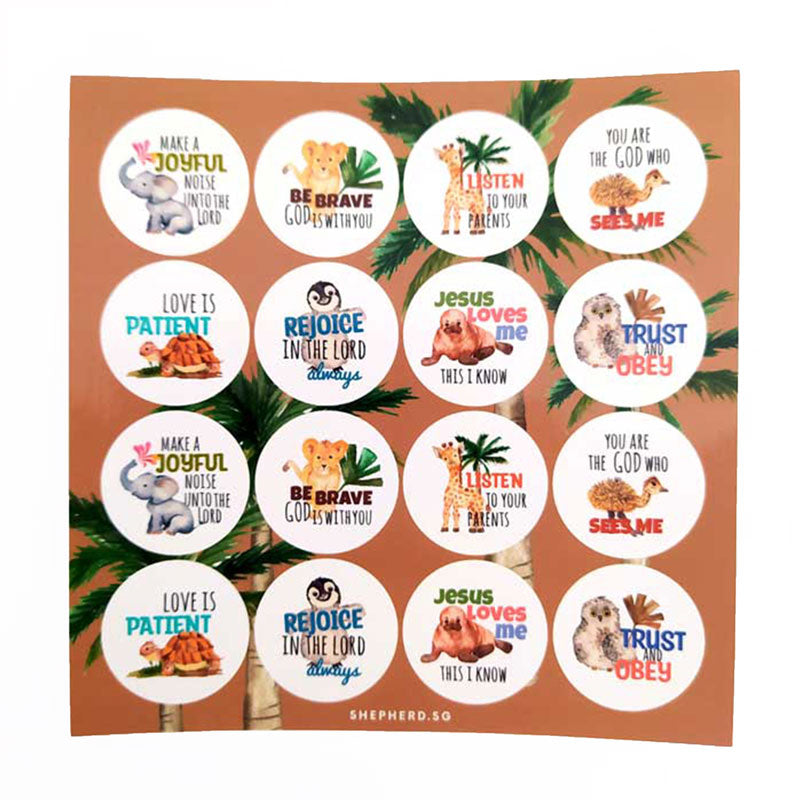 christian sticker set animals